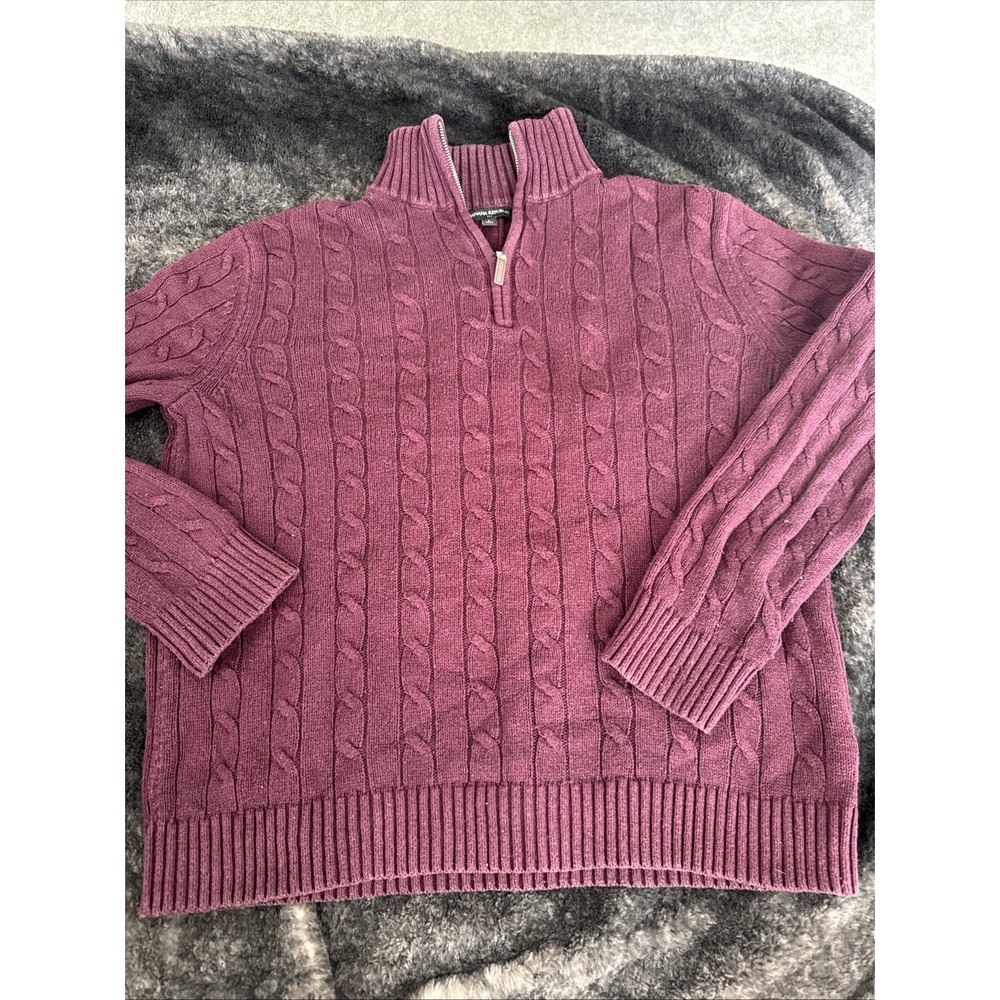 Men's Size Large Maroon Cable Knit Sweater‎ By Banana Republic